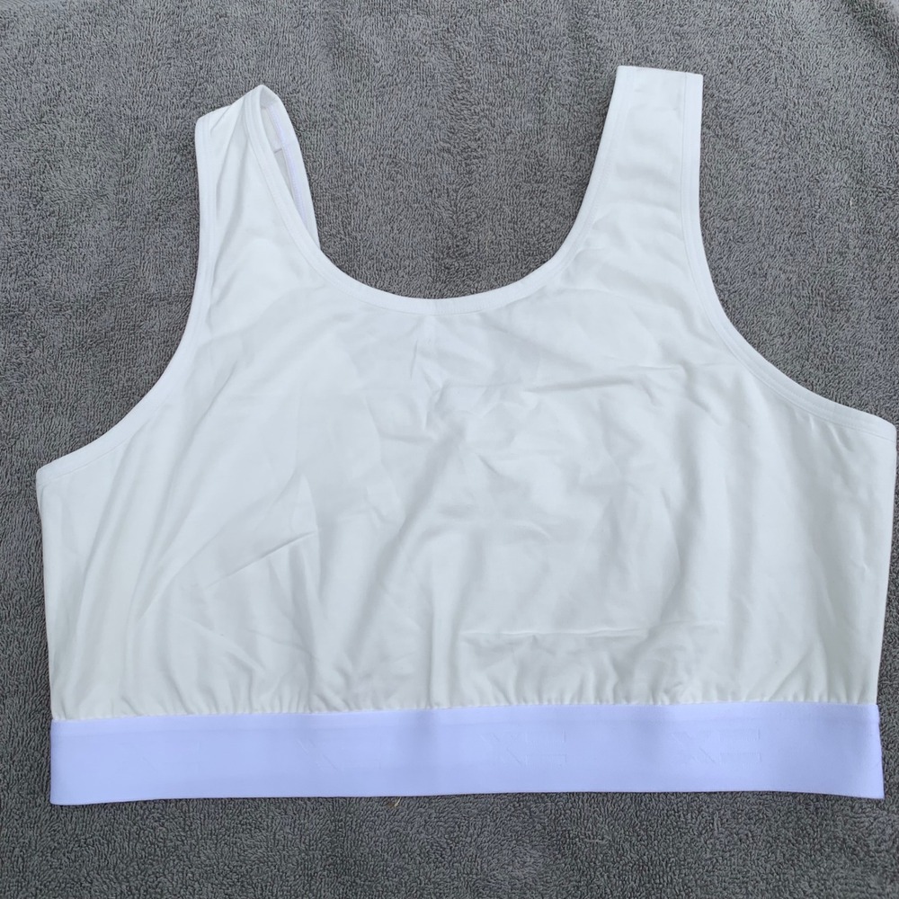 TomboyX Essentials Bralette White Scoop Neck Cotton Spandex Plus Size 2X